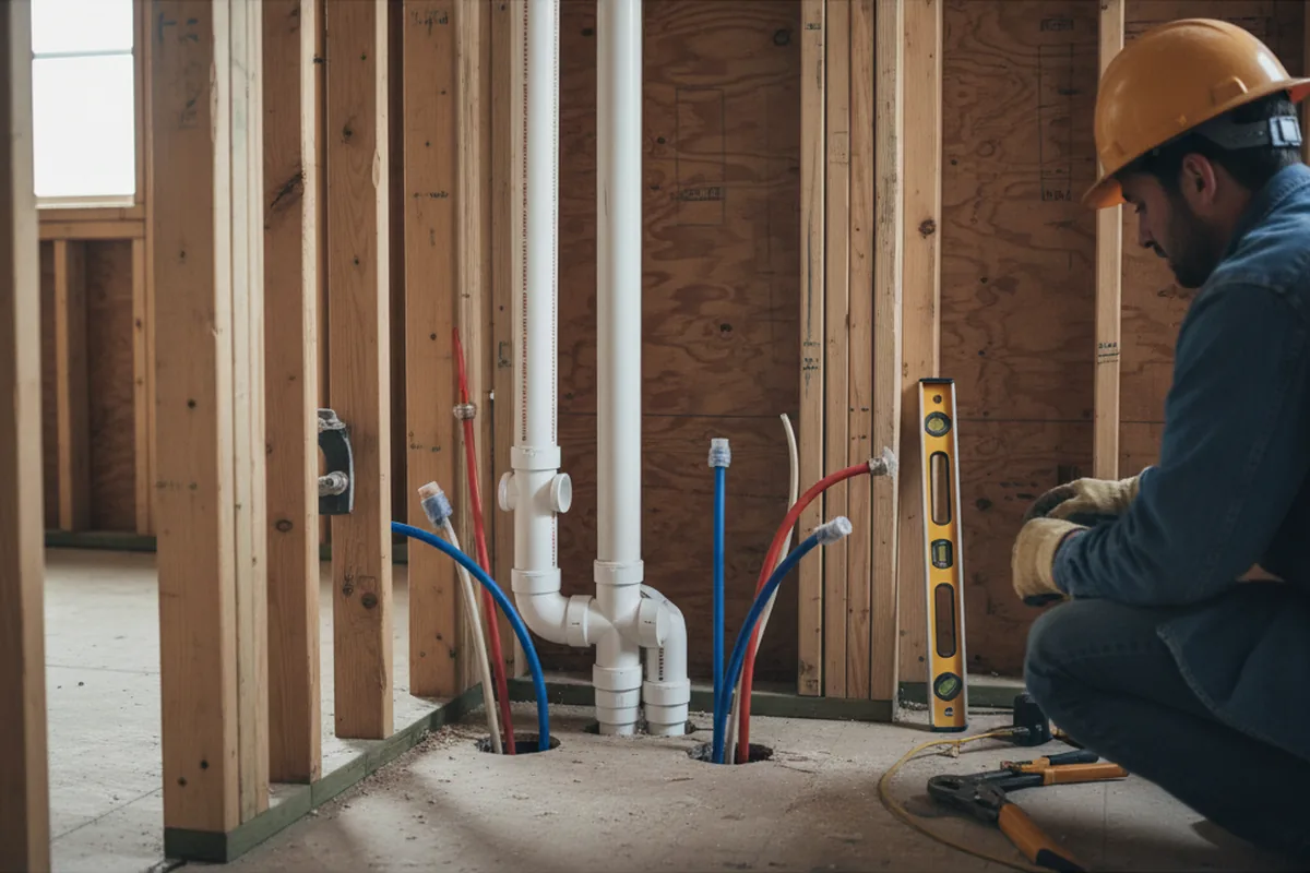 Drain and supply rough-in during Drain Cleaning in Flowery Branch