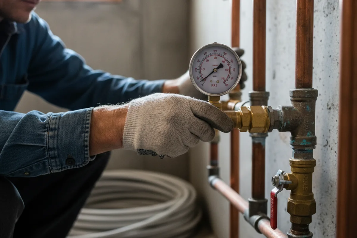 Pressure testing a repaired line during Water Line Repair in Flowery Branch